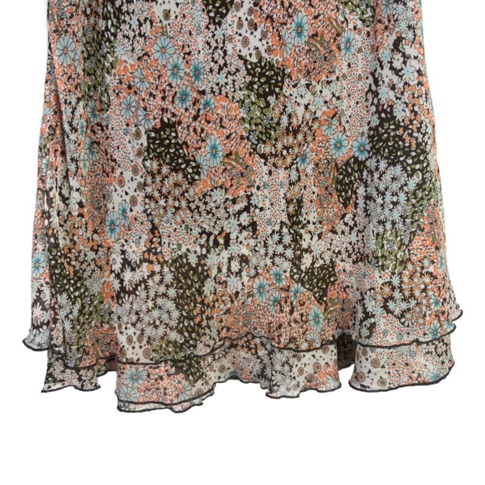 Y2K Briggs New York Women's Sz L Brown Chiffon Floral Skirt(1970) - Picture 4 of 6